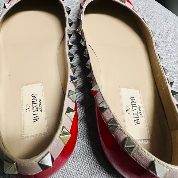 Valentino Garavani Red Rockstud Flats- Sz 37.5 - Picture 9 of 10